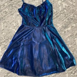 Girls junior size 7. Formal dance dress. Dark metallic blue color